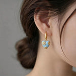 Vintage Blue Enamel Dripping Glaze Earrings