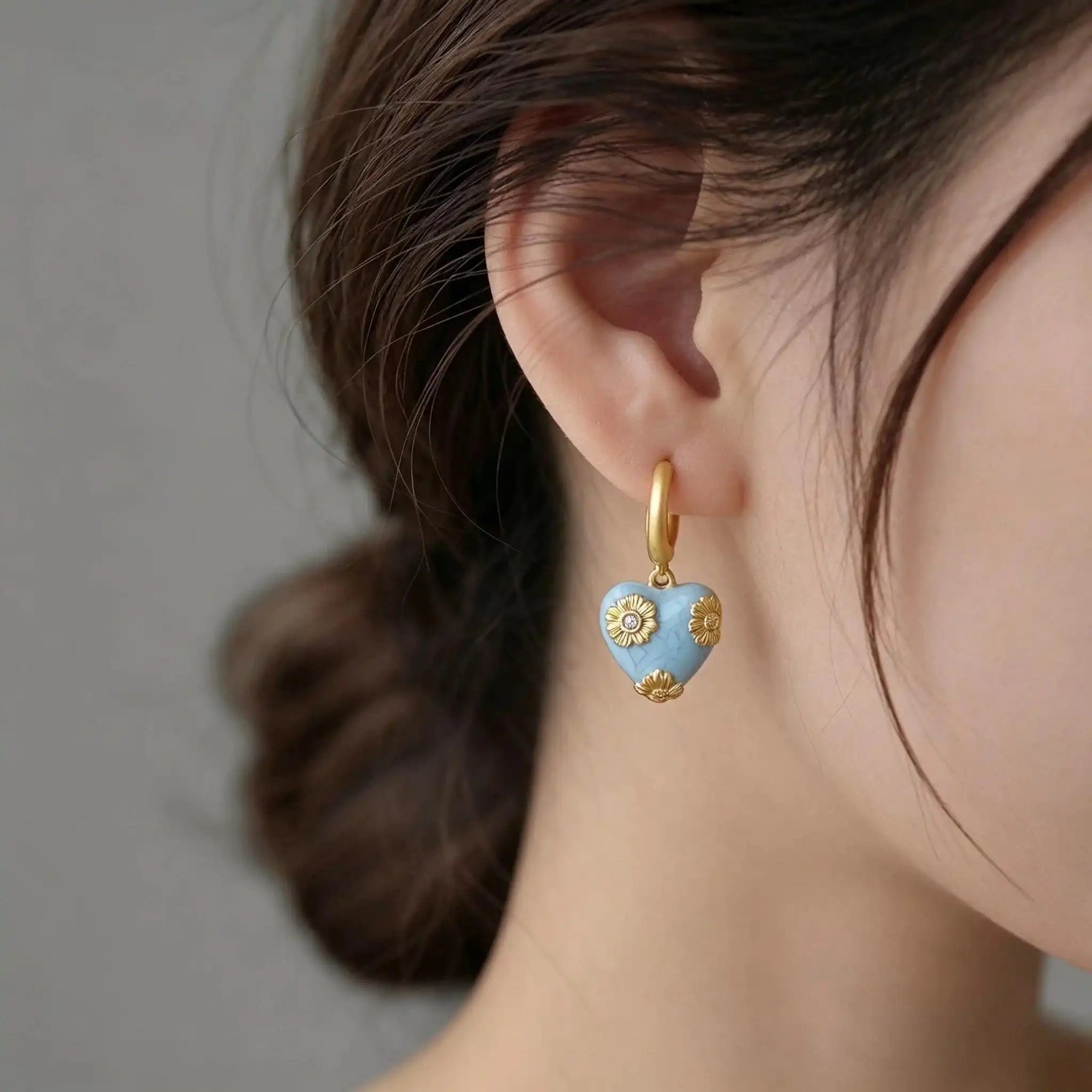 Vintage Blue Enamel Dripping Glaze Earrings