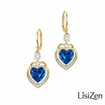 Vintage Blue Enamel Heart Hoop Earrings