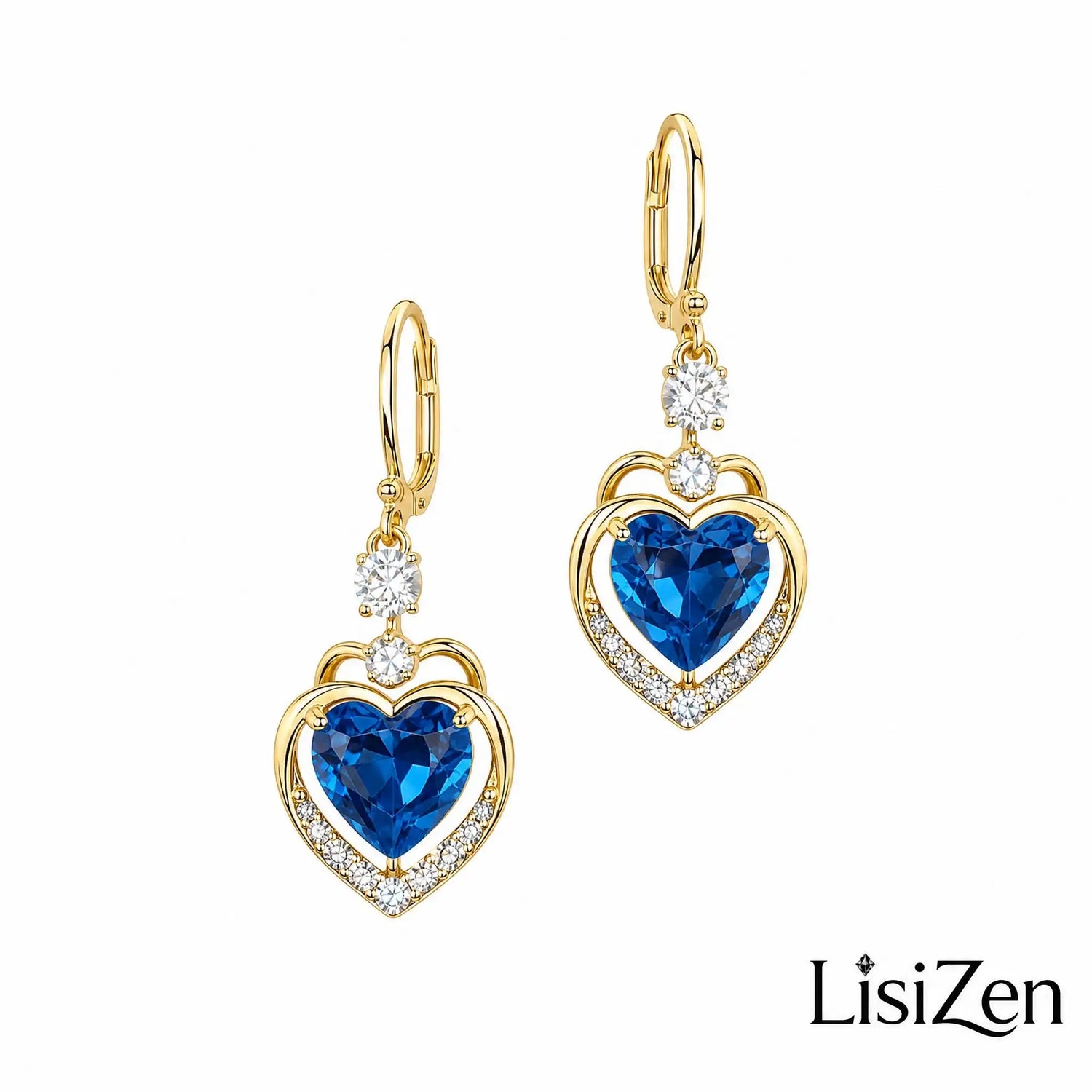 Vintage Blue Enamel Heart Hoop Earrings