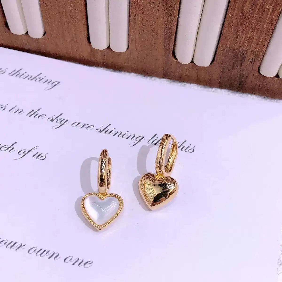 Vintage Cat Eye Heart Double-Sided Earrings