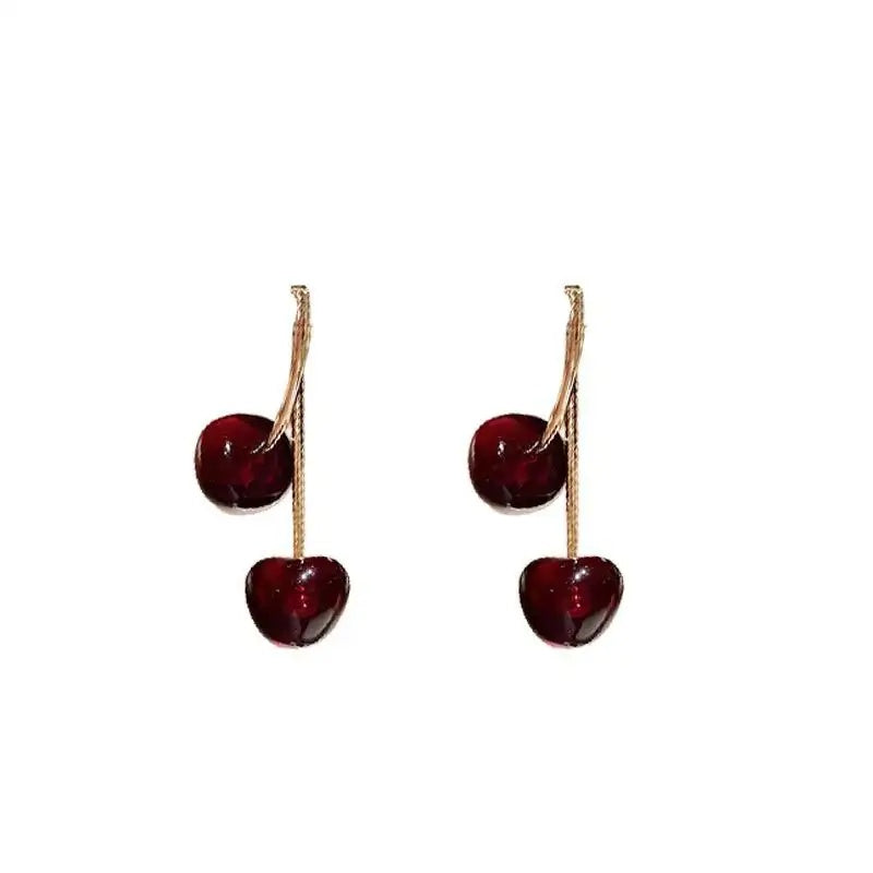 Vintage Cherry Resin Posts Minimalist Drop Earrings