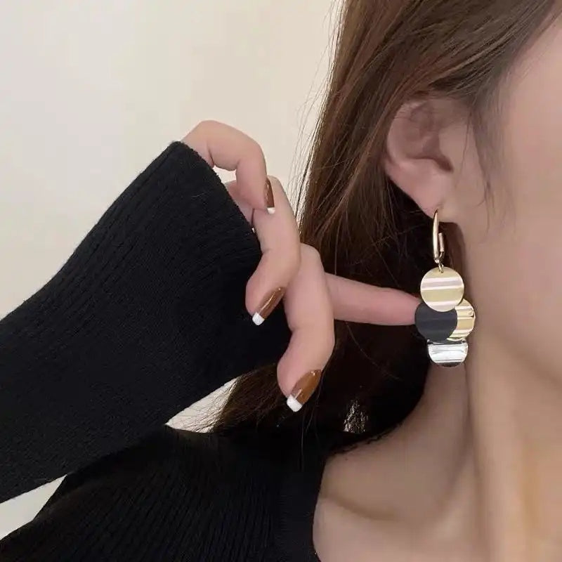 Vintage Color-Block Tassel Drop Earrings