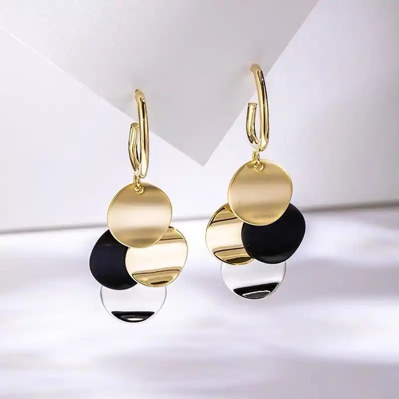 Vintage Color-Block Tassel Drop Earrings