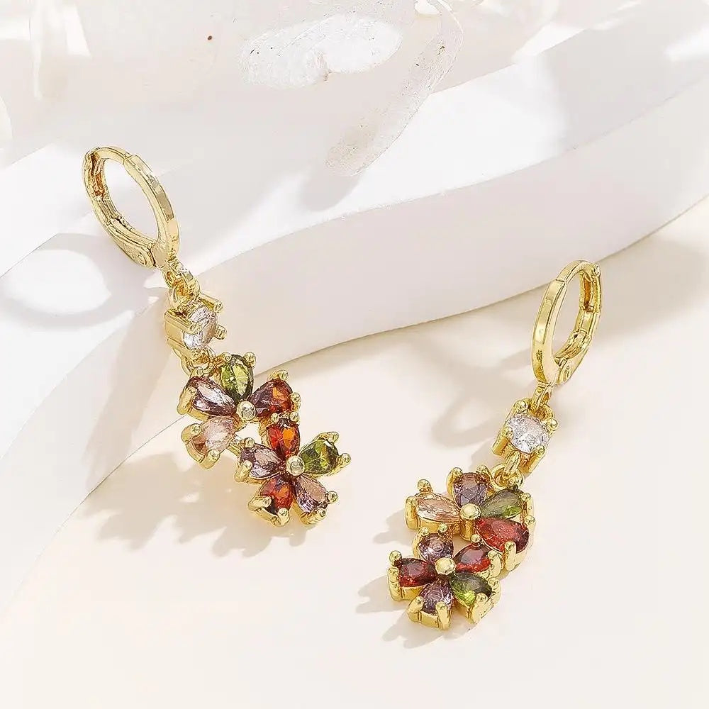 Vintage Colorful Crystal Earrings