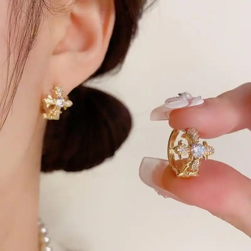 Vintage Cross Hoop Earrings