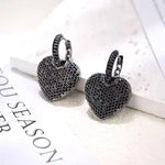 Vintage Crystal Black Heart Earrings