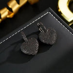 Vintage Crystal Black Heart Earrings