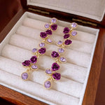Vintage Crystal Rose Tassel Small Drop Earrings