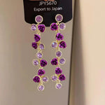 Vintage Crystal Rose Tassel Small Drop Earrings