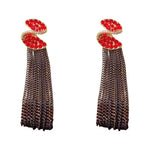Vintage Crystal S-Shaped Long Tassel Drop Earrings