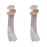 Vintage Crystal S-Shaped Long Tassel Drop Earrings