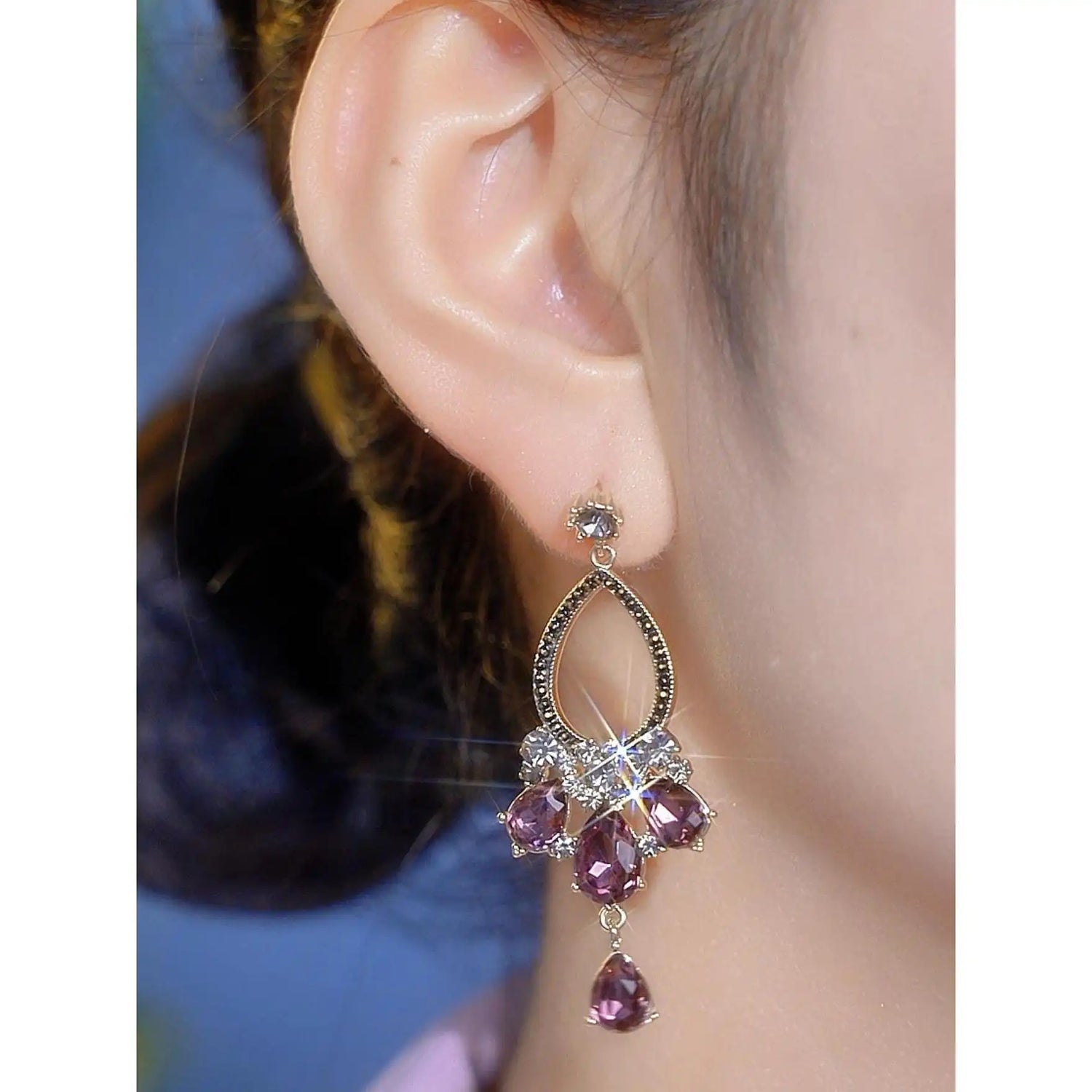 Vintage Crystal Tassel Drop Earrings