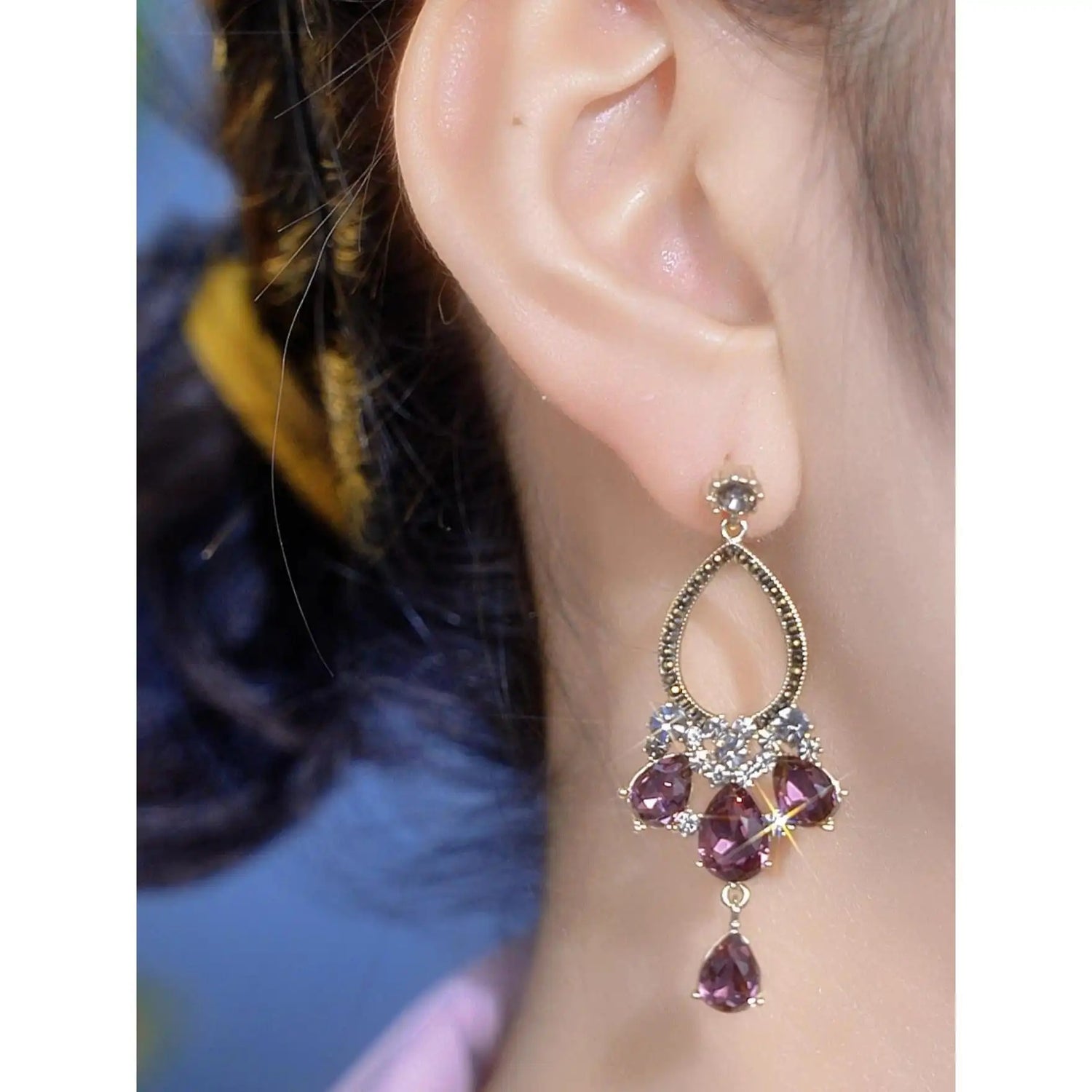 Vintage Crystal Tassel Drop Earrings