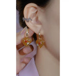 Vintage Dripping Oil Heart Crystal Ear Cuffs