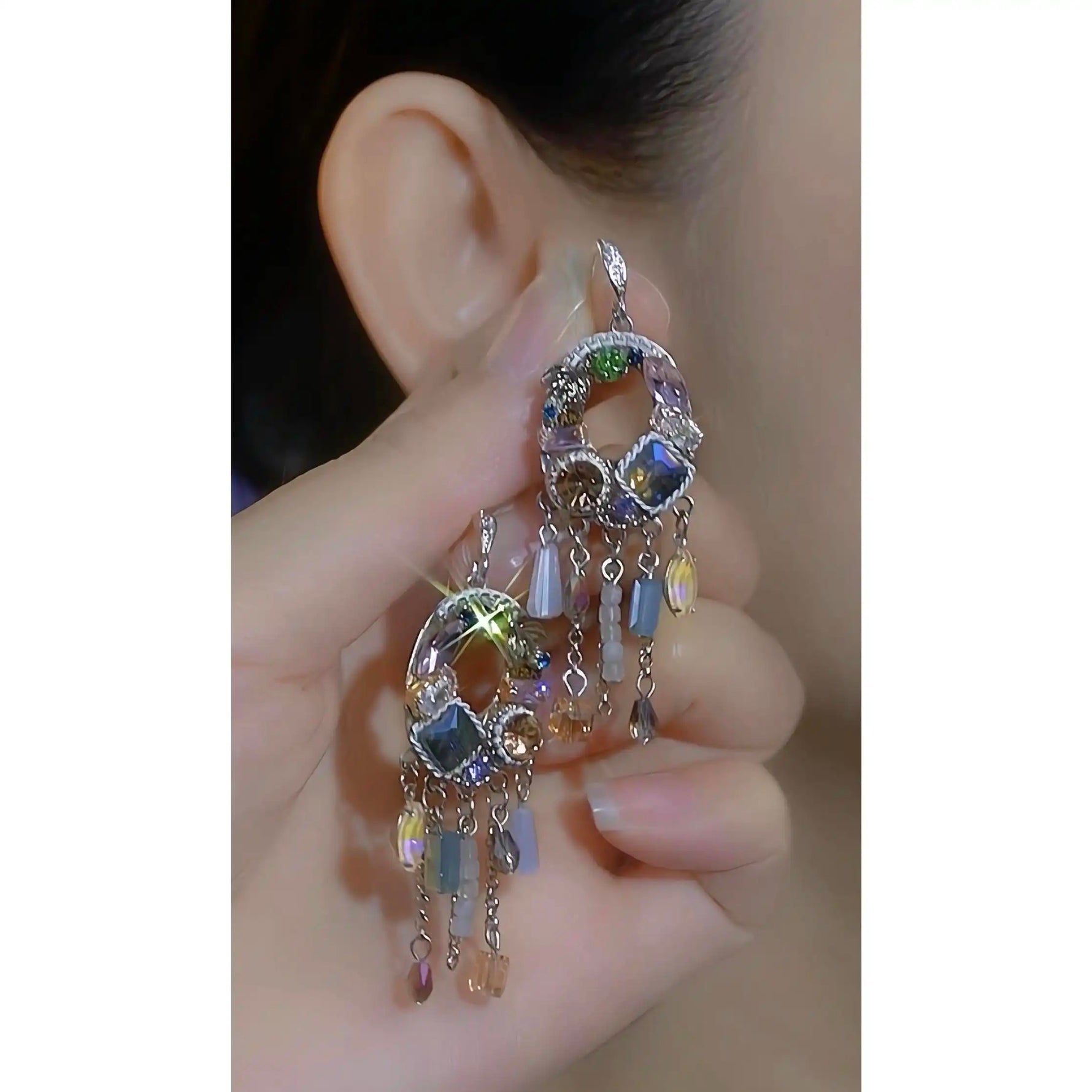 Vintage Ethnic Crystal Heavy Craftsmanship Drop Earrings