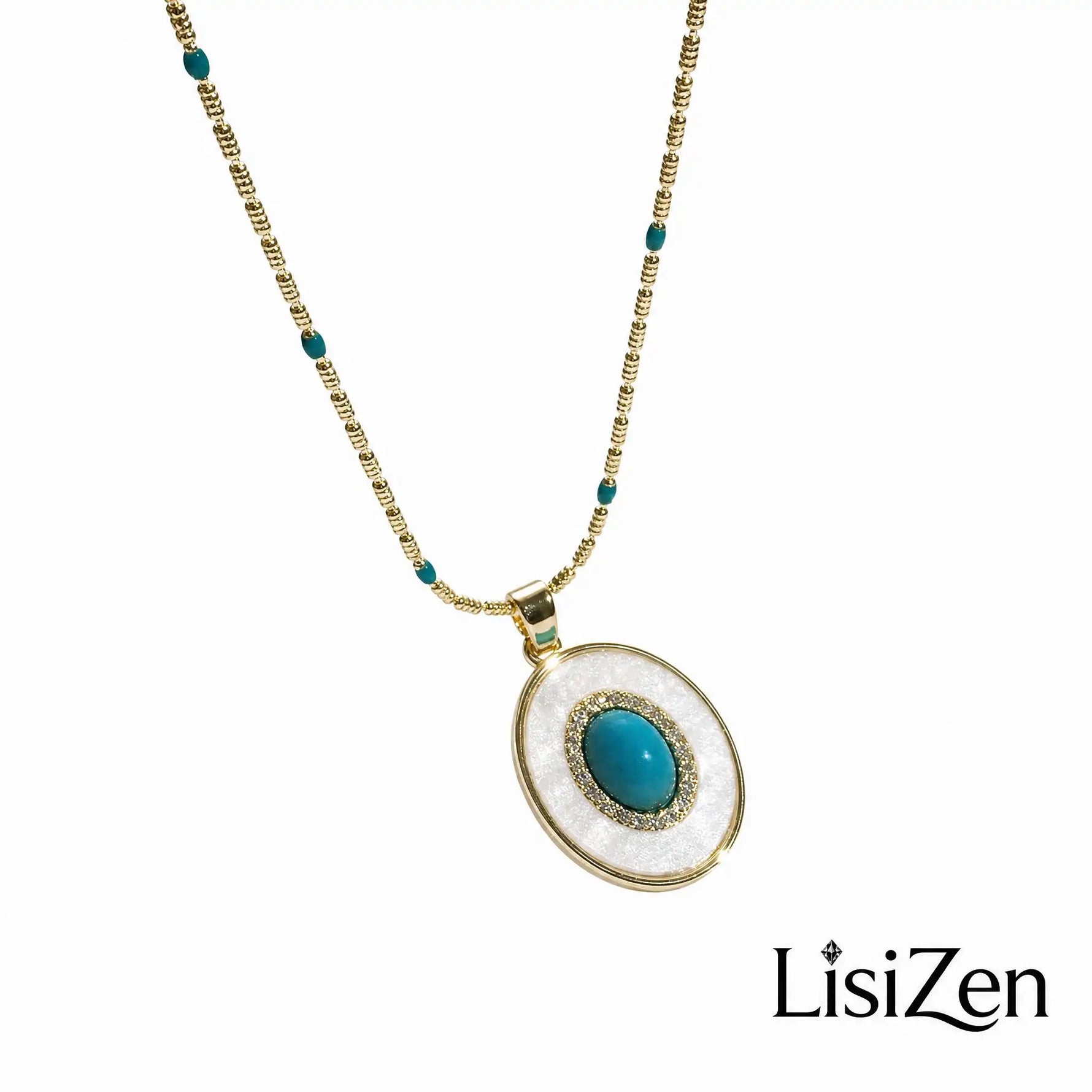 Vintage Faux Turquoise Shell Layered Necklace