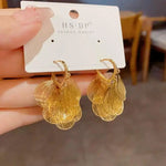 Vintage Ginkgo Leaf Gold-Tone Alloy Drop Earrings