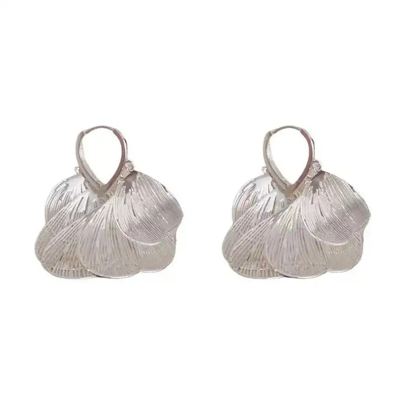 Vintage Ginkgo Leaf Gold-Tone Alloy Drop Earrings