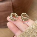 Vintage Gold Coffee Crystal Teardrop Drop Earrings