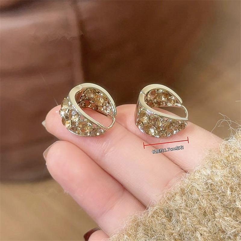 Vintage Gold Coffee Crystal Teardrop Drop Earrings