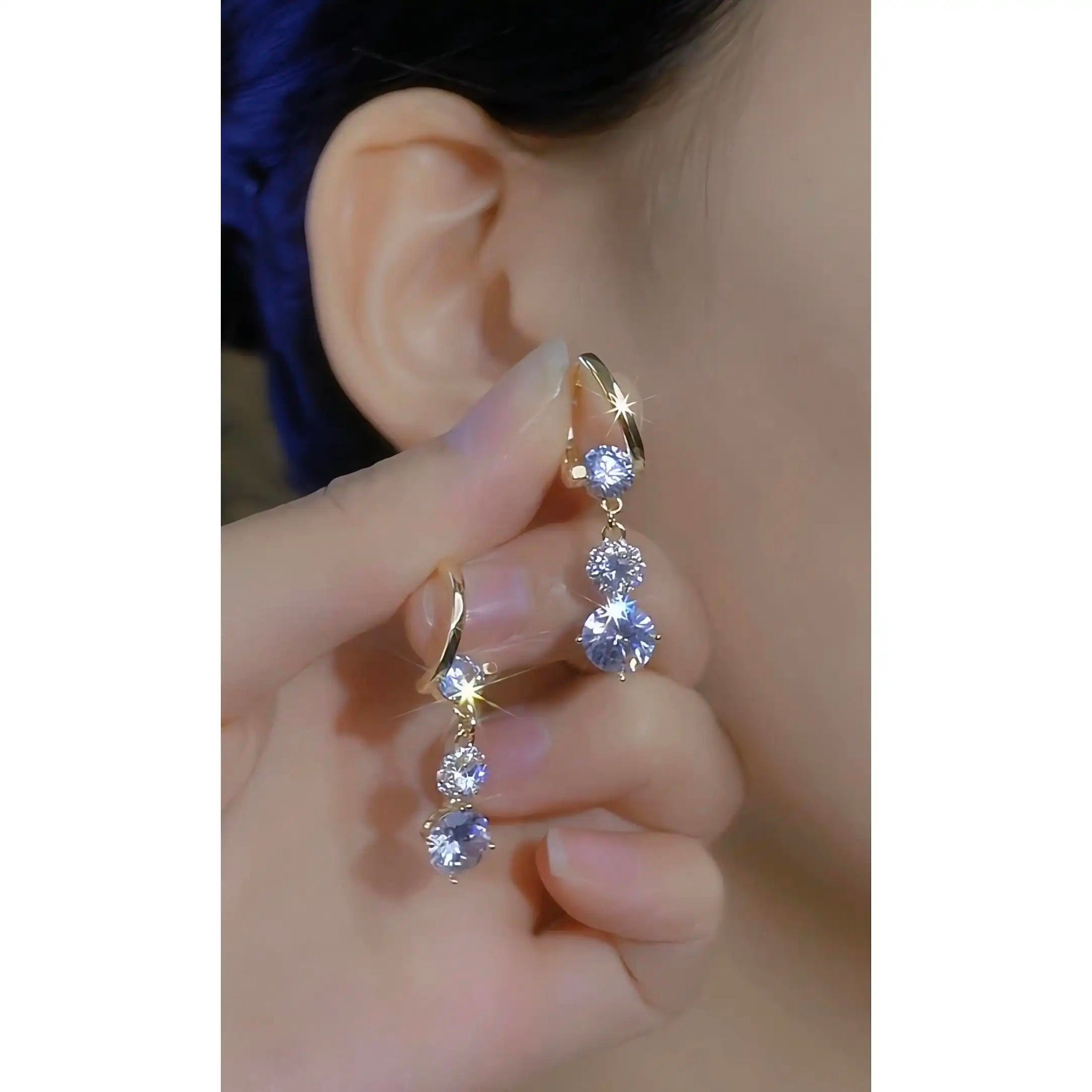 Vintage Gray Crystal Ball Influencer Drop Earrings