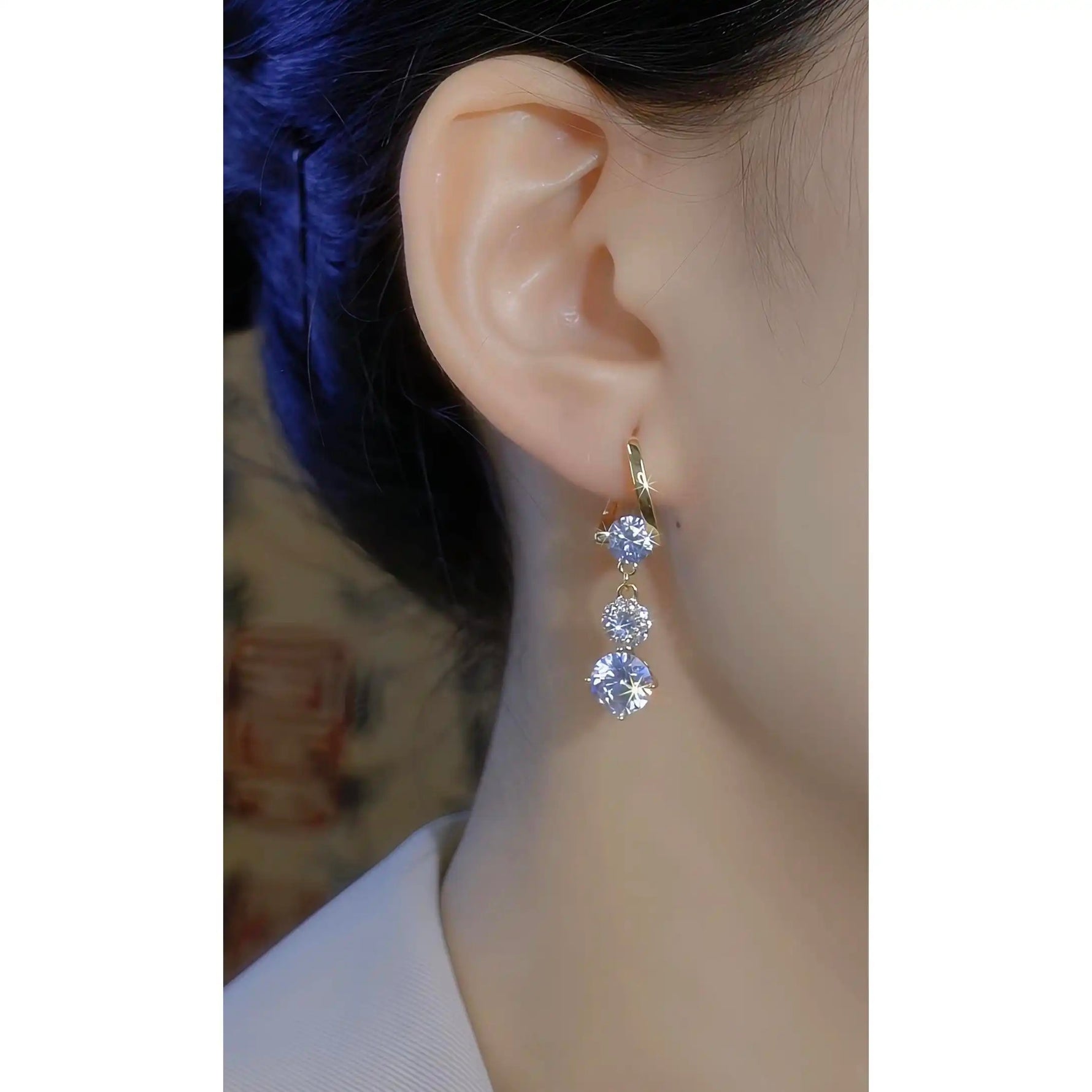 Vintage Gray Crystal Ball Influencer Drop Earrings
