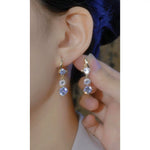 Vintage Gray Crystal Ball Influencer Drop Earrings