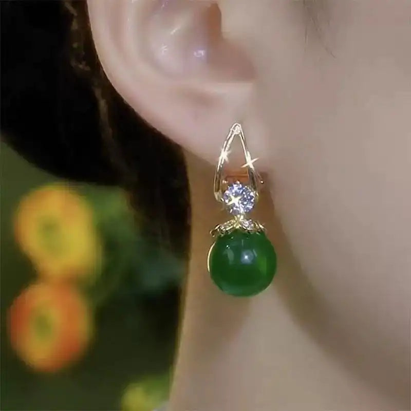 Vintage Green Cat Eye Modern Earrings