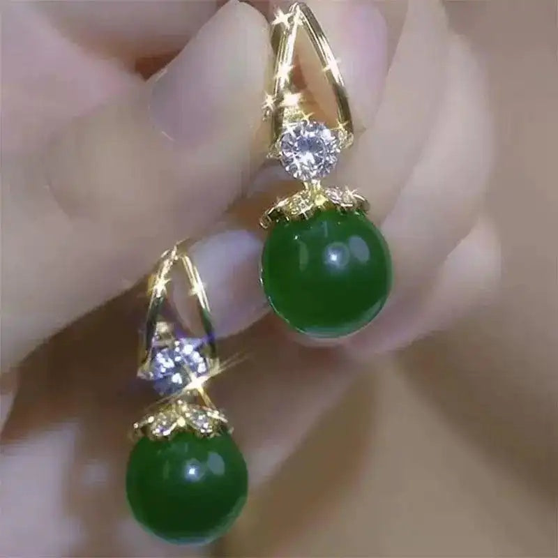 Vintage Green Cat Eye Modern Earrings