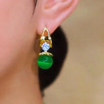 Vintage Green Cat Eye Modern Earrings