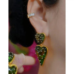 Vintage Green French Retro Court Earrings