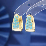 Vintage Imitation Turquoise Crystal C-Shaped Earrings