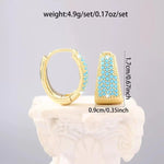 Vintage Imitation Turquoise Crystal C-Shaped Earrings