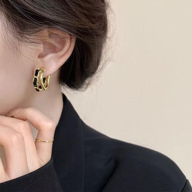 Vintage Leather Hoop Earrings