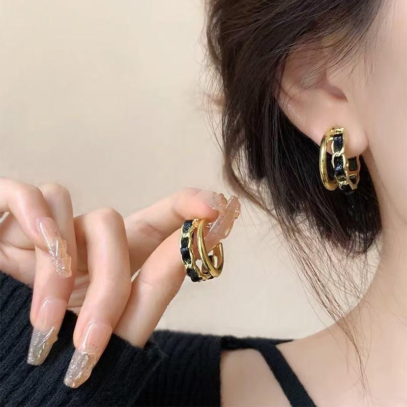 Vintage Leather Hoop Earrings