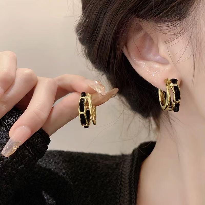 Vintage Leather Hoop Earrings