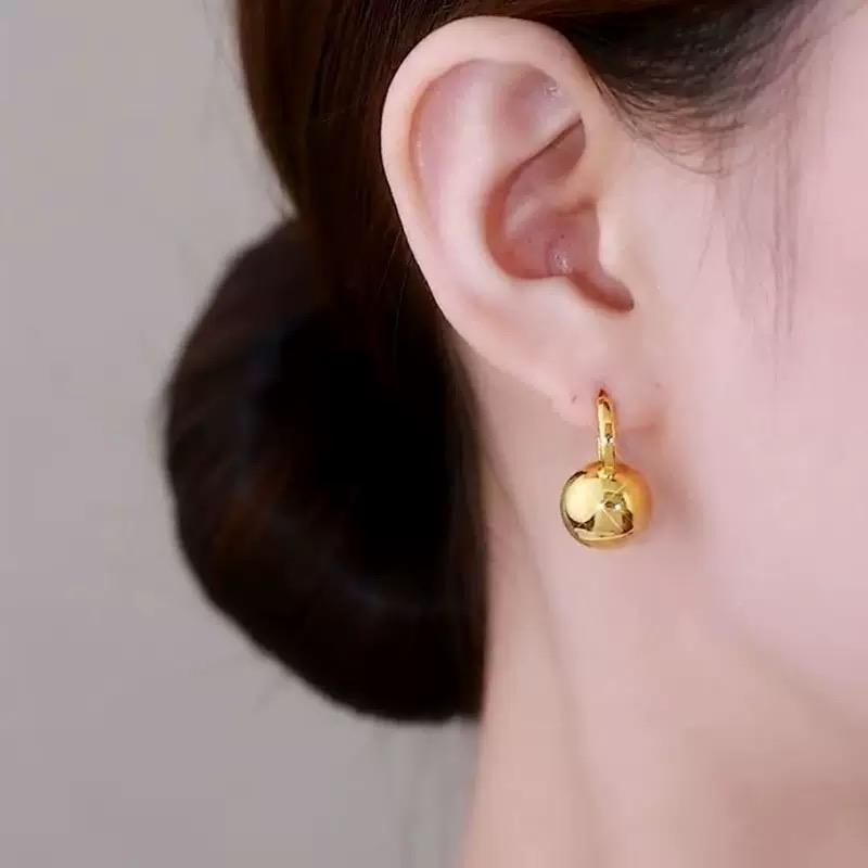 Vintage Minimalist Korean Gold Ball Earrings
