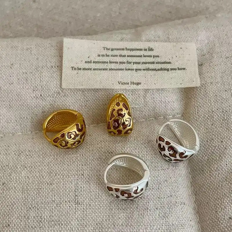 Vintage Minimalist Leopard Print Ball Earrings