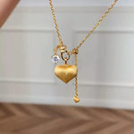 Vintage Peach Butt Shimmering Gold Pendant Necklace