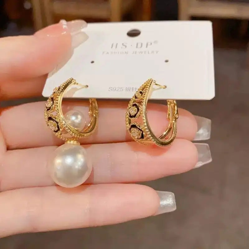 Vintage Pearl Double-Wear Hoop Earrings