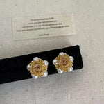 Vintage Pearl Flower Stud Earrings