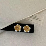 Vintage Pearl Flower Stud Earrings