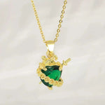 Vintage Real Gold Green Sacred Pendant Necklace