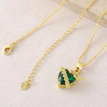 Vintage Real Gold Green Sacred Pendant Necklace