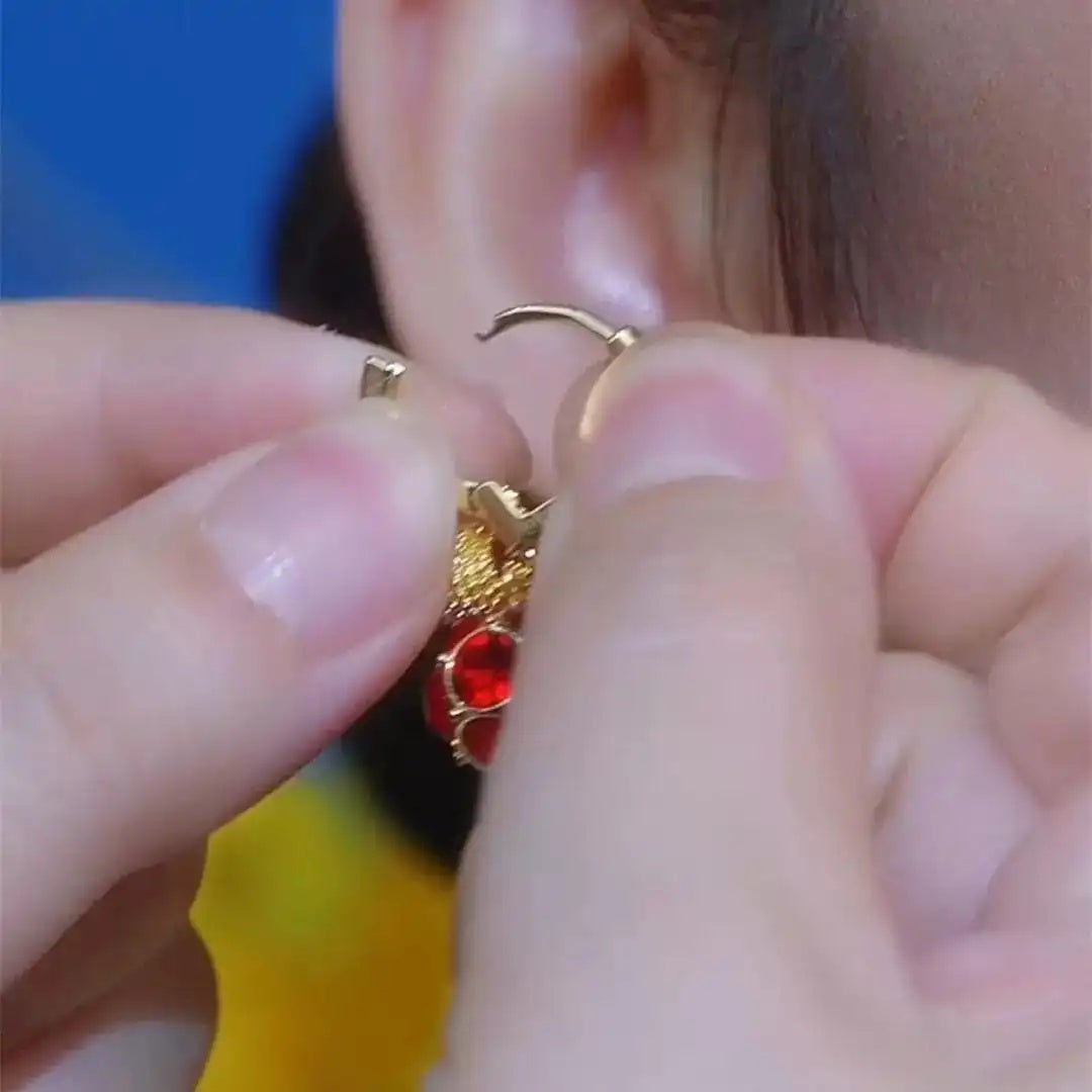 Vintage Red Crystal Studded Ball Earrings