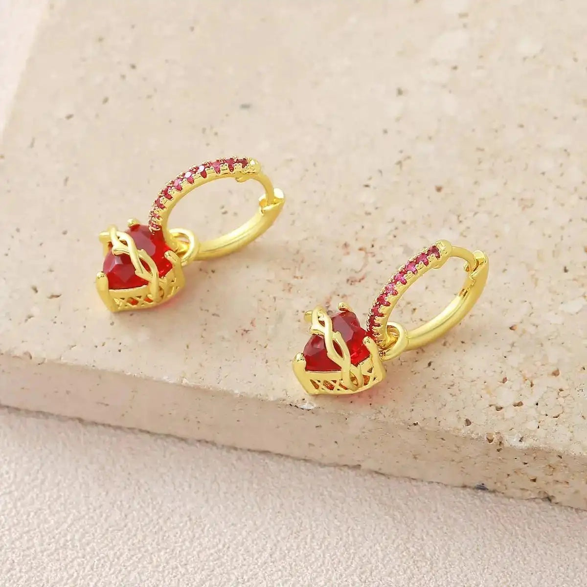 Vintage Red Heart Sacred Thorn Earrings