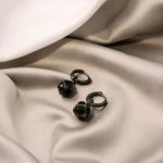 Vintage Square Black Crystal Clip-On Earrings