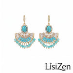 Vintage Turquoise Fan Drop Earrings