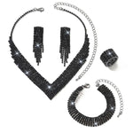 Western- 4- Crystal-Studded Claw-Chain Tassel Jewelry Set